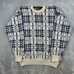 Vintage Authentic Issue 100% Cotton Plaid Sweater Men’s XL USA Made